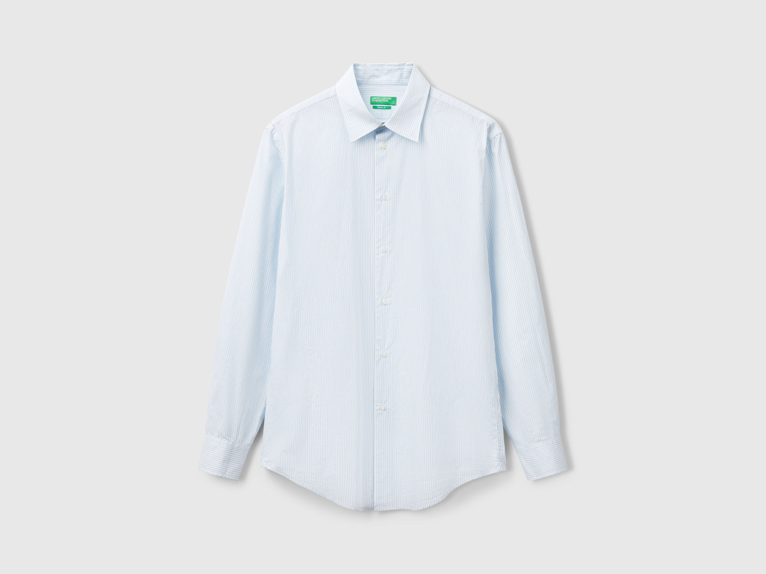 Camicia a righe in cotone da uomo azzurro | Benetton Outlet
