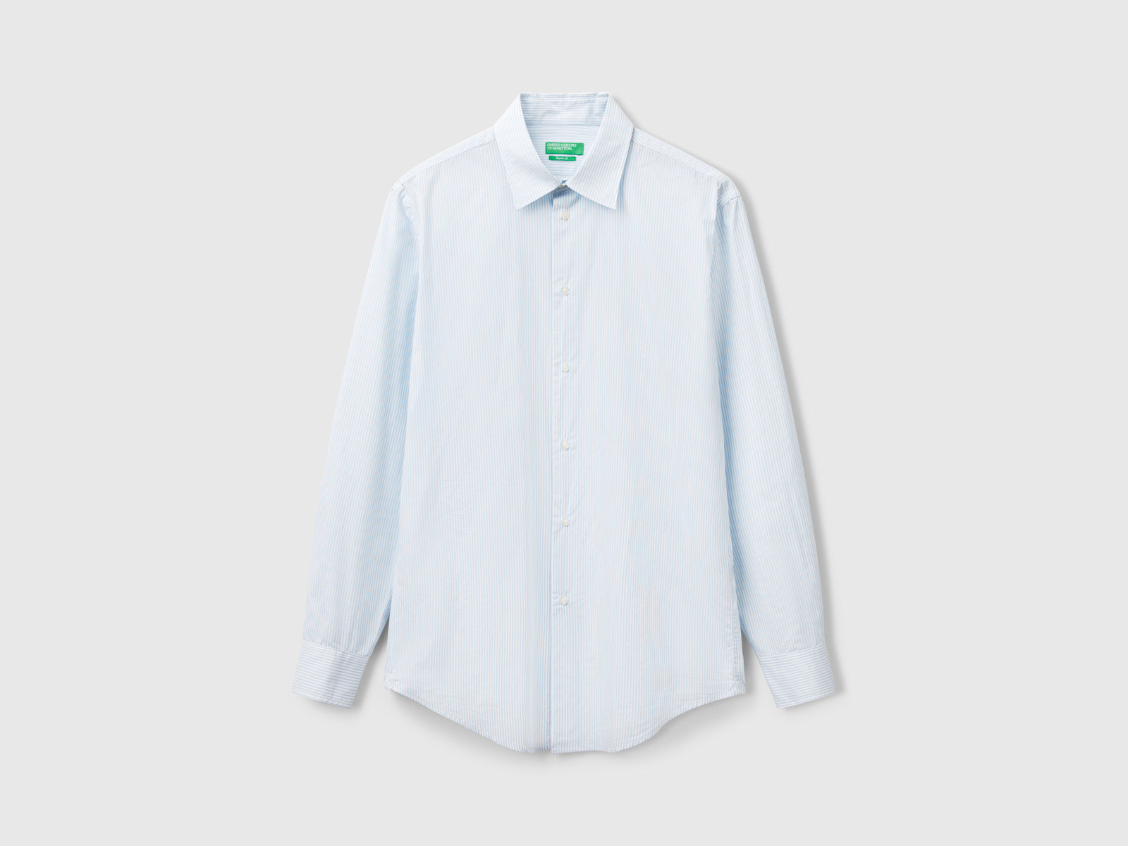 Camicia a righe in cotone da uomo azzurro | Benetton Outlet