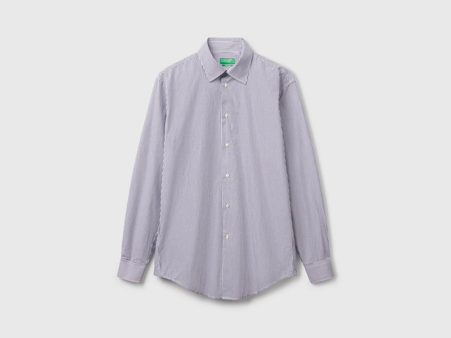 Camicia a righe in cotone da uomo blu | Benetton Outlet
