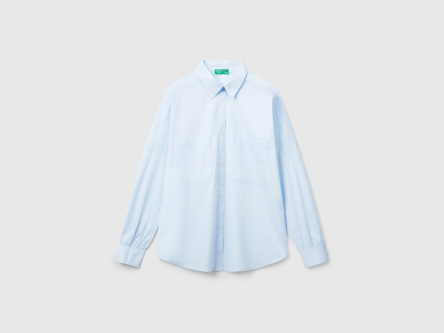 Camicia over fit da donna celeste | Benetton Outlet