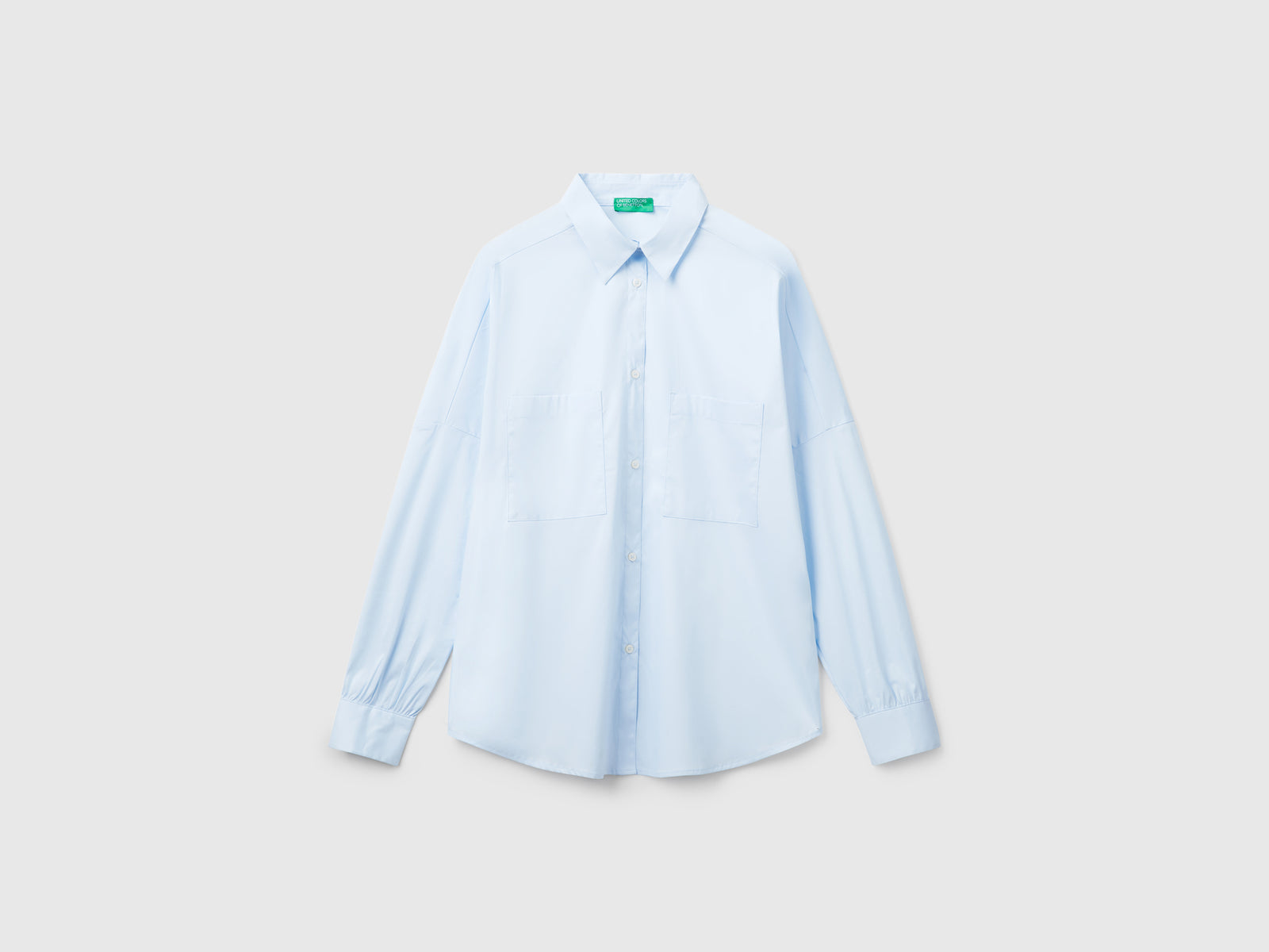 Camicia over fit da donna celeste | Benetton Outlet