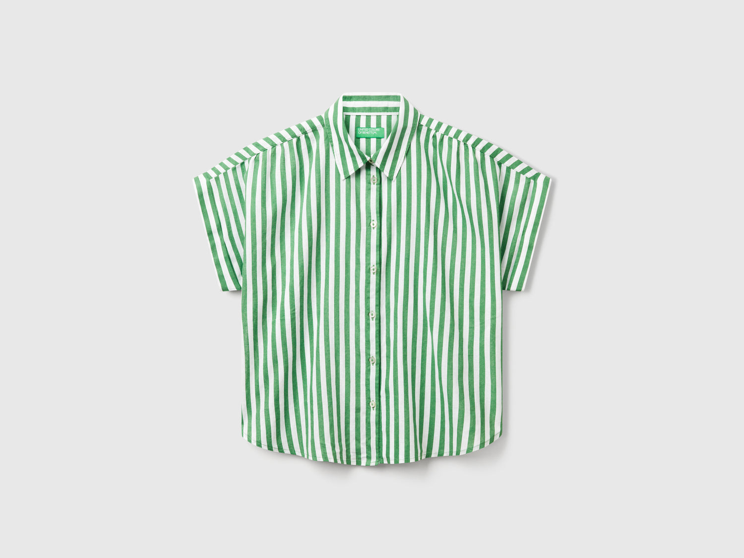 Camicia a righe comfort fit da donna verde | Benetton Outlet