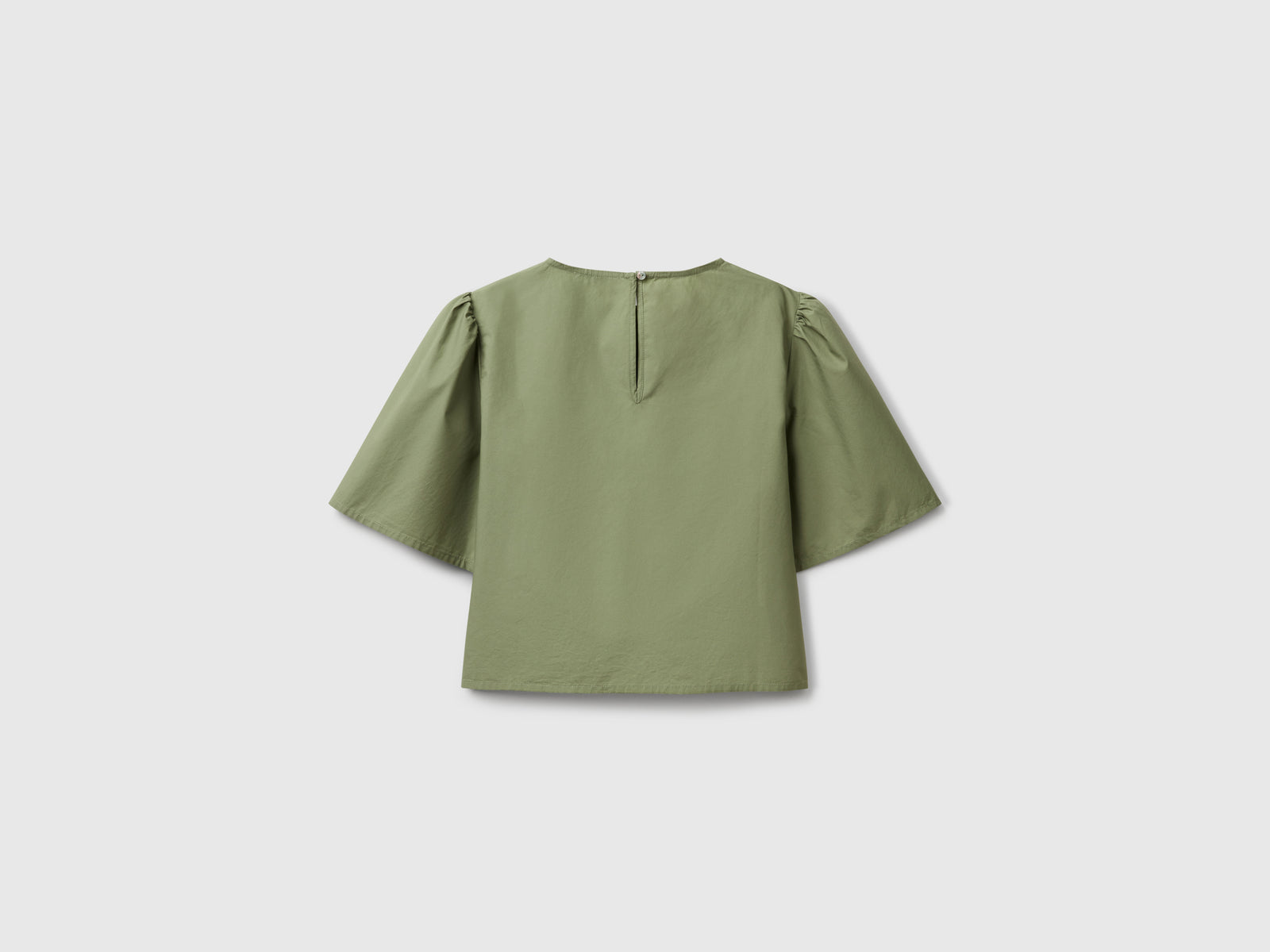 Blusa svasata con manica volant da donna verde oliva 2 | Benetton Outlet
