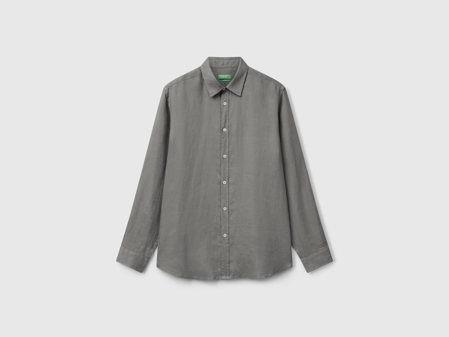 Camicia in puro lino da uomo grigio | Benetton Outlet