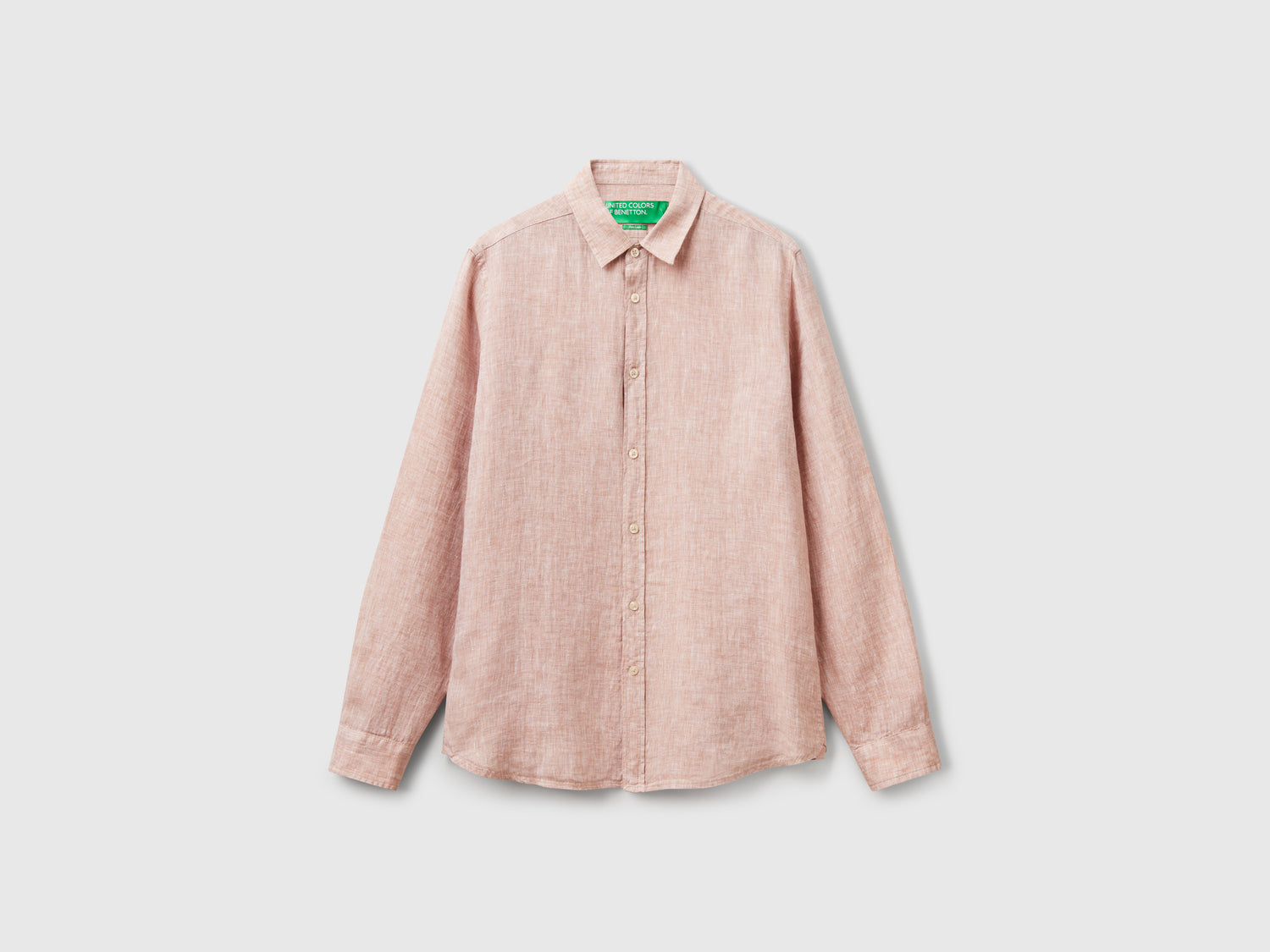 Camicia beige fantasia in puro lino da uomo fard | Benetton Outlet