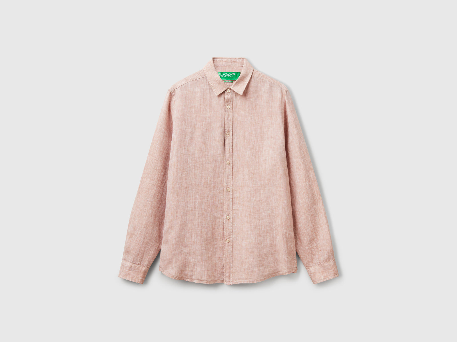 Camicia beige fantasia in puro lino da uomo fard | Benetton Outlet
