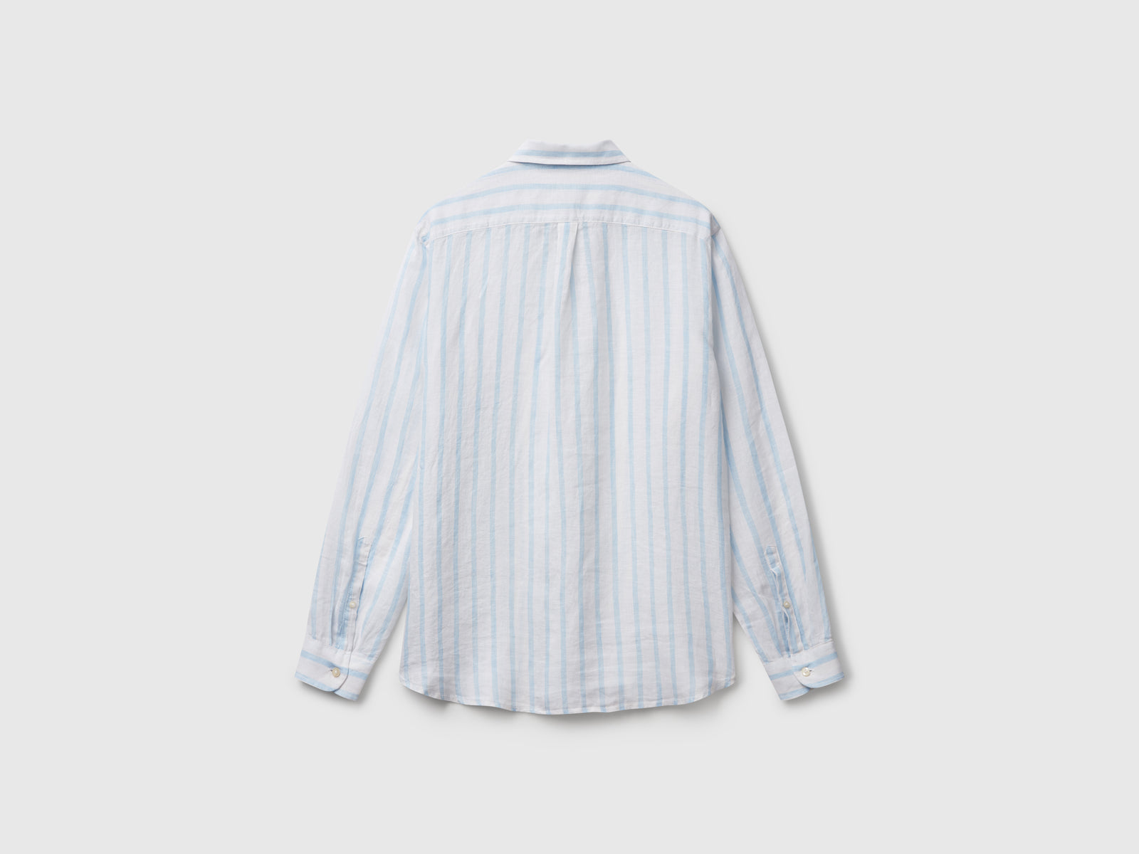Camicia a righe celesti e in puro lino da uomo azzurro 2 | Benetton Outlet