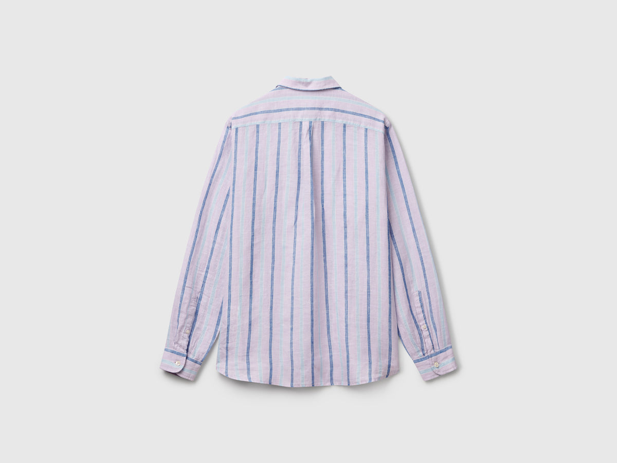 Camicia a righe in puro lino