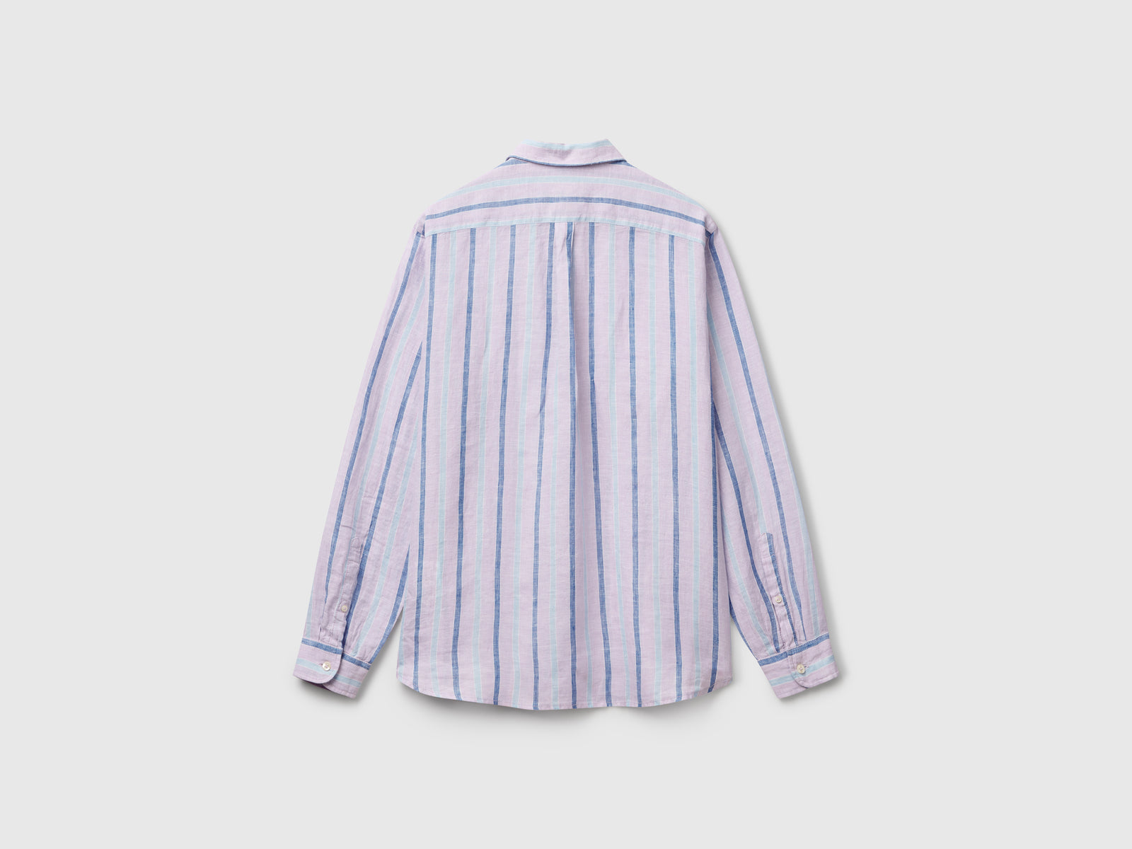 Camicia a righe in puro lino da uomo lilla 2 | Benetton Outlet