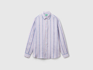 Camicia a righe in puro lino