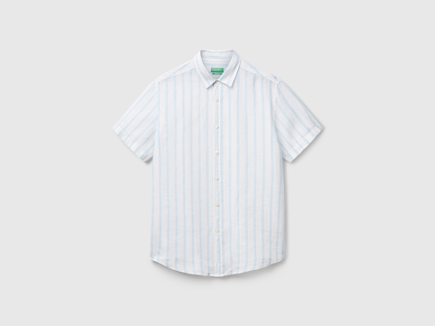 Camicia a manica corta in puro lino da uomo bianco | Benetton Outlet