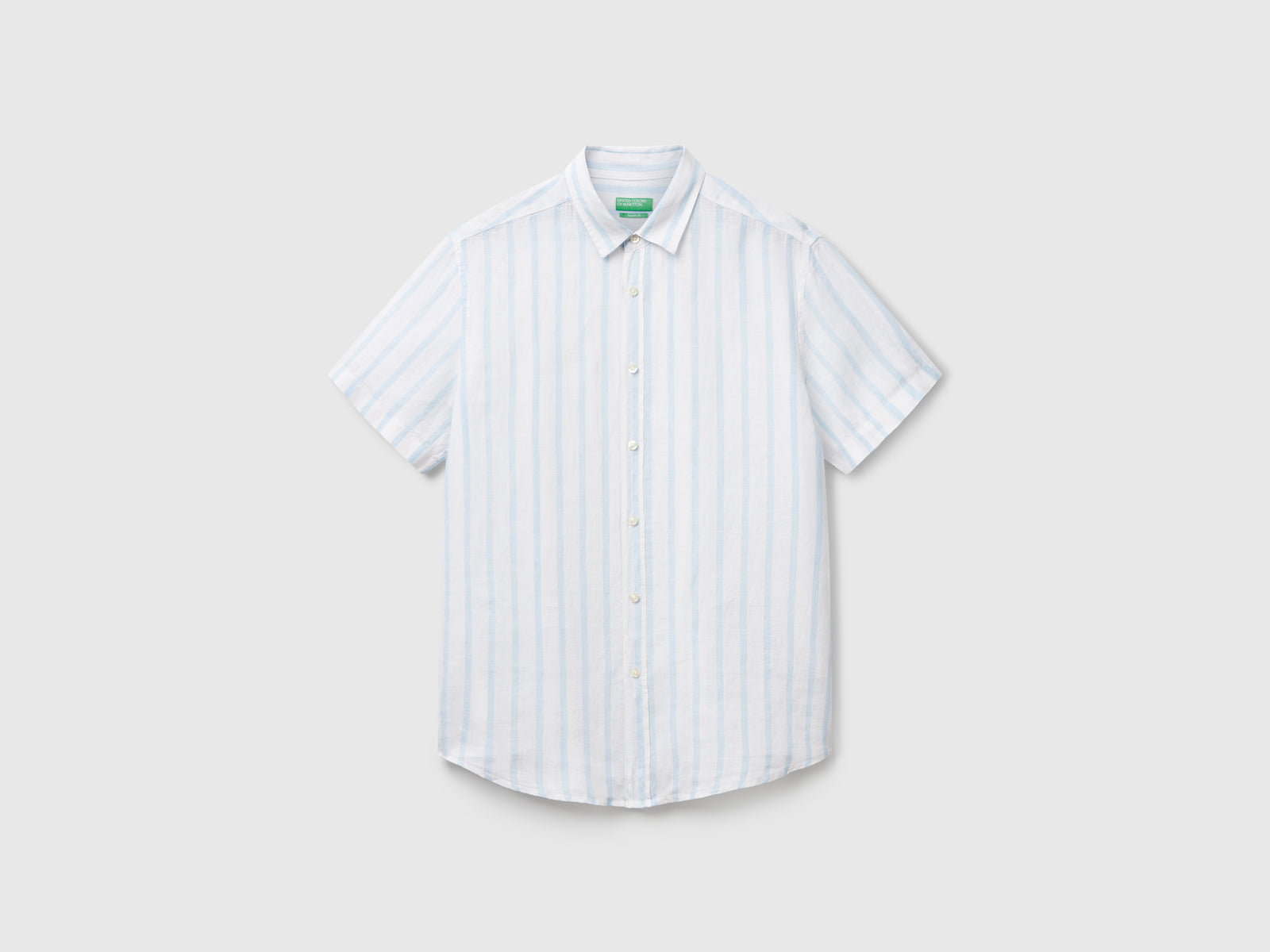 Camicia a manica corta in puro lino da uomo bianco | Benetton Outlet
