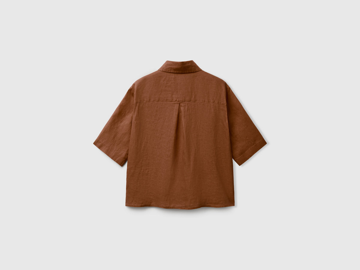 Camicia corta in puro lino