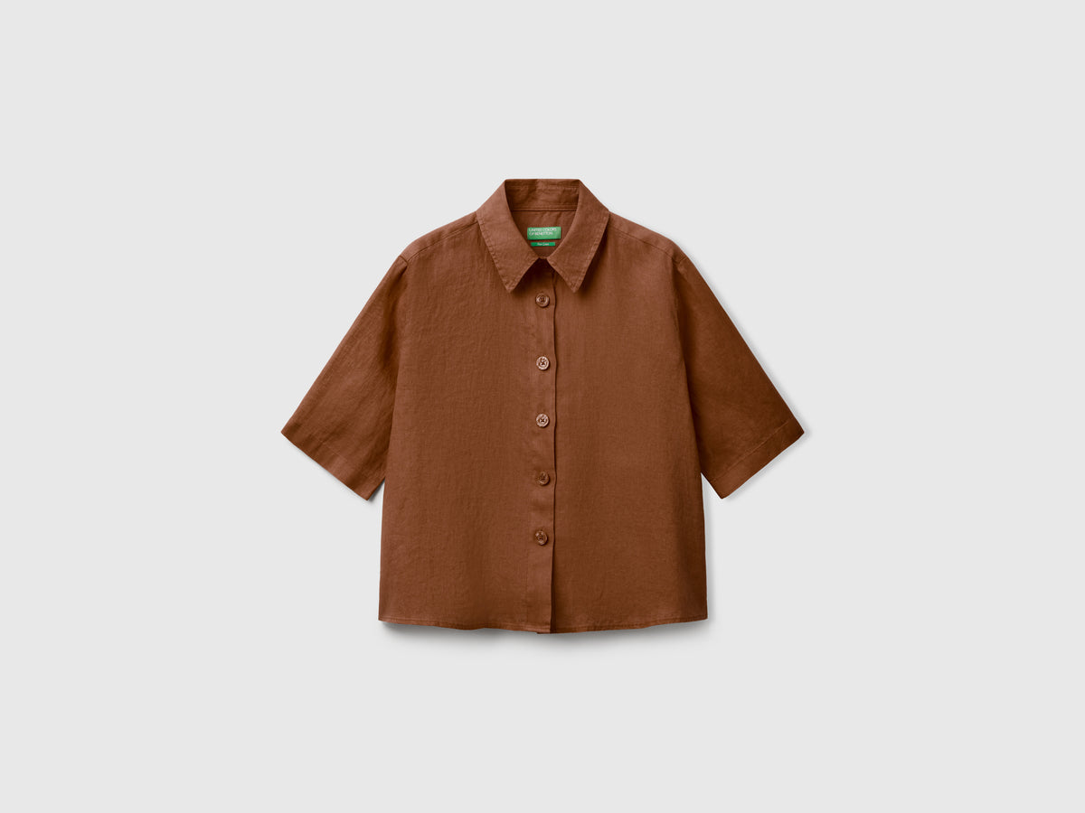 Camicia corta in puro lino