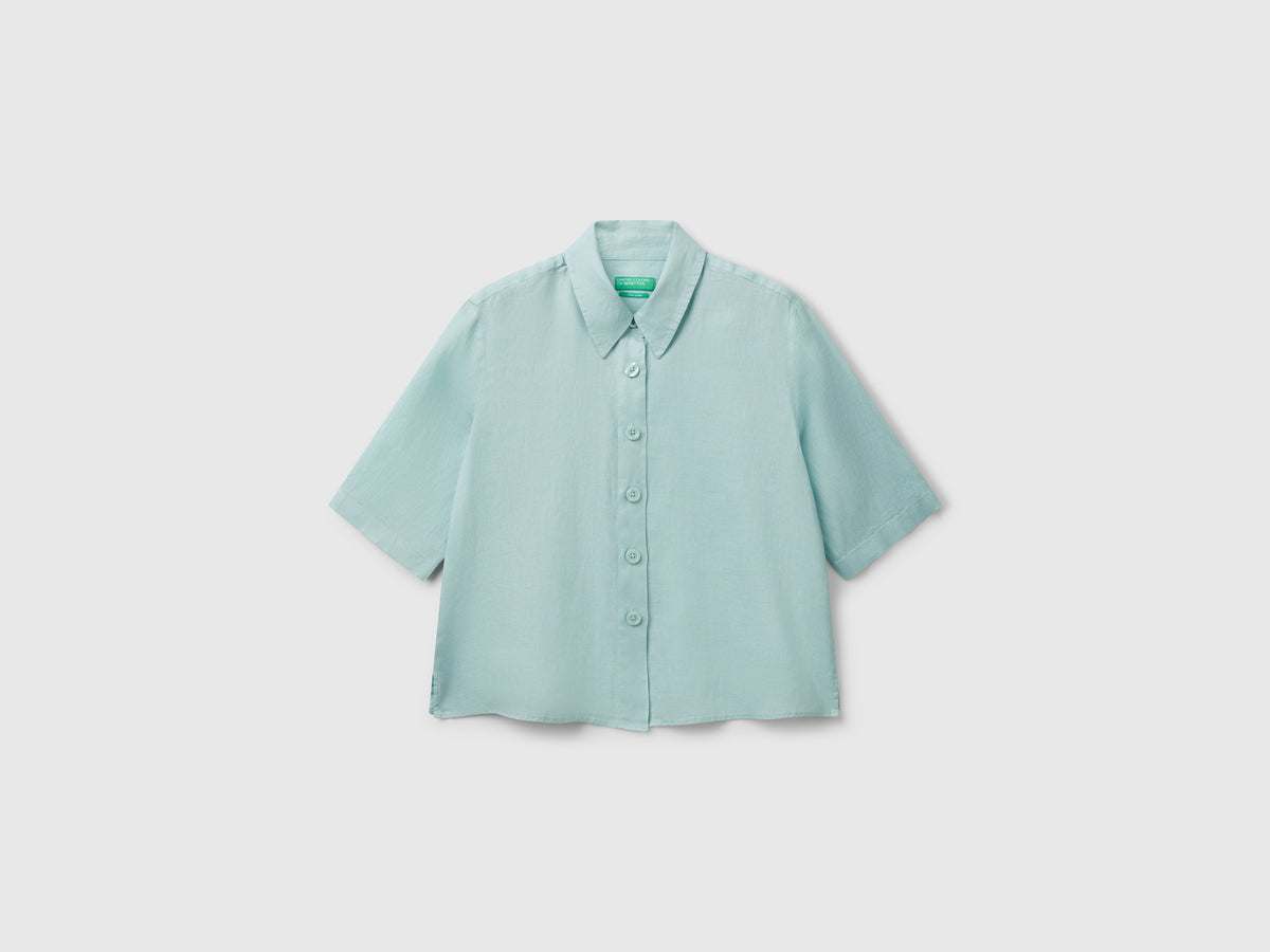 Camicia corta in puro lino
