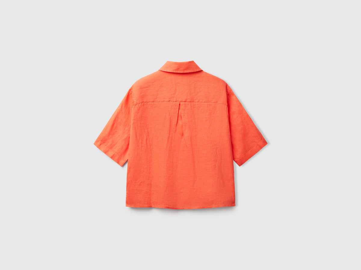 Short shirt in pure linen