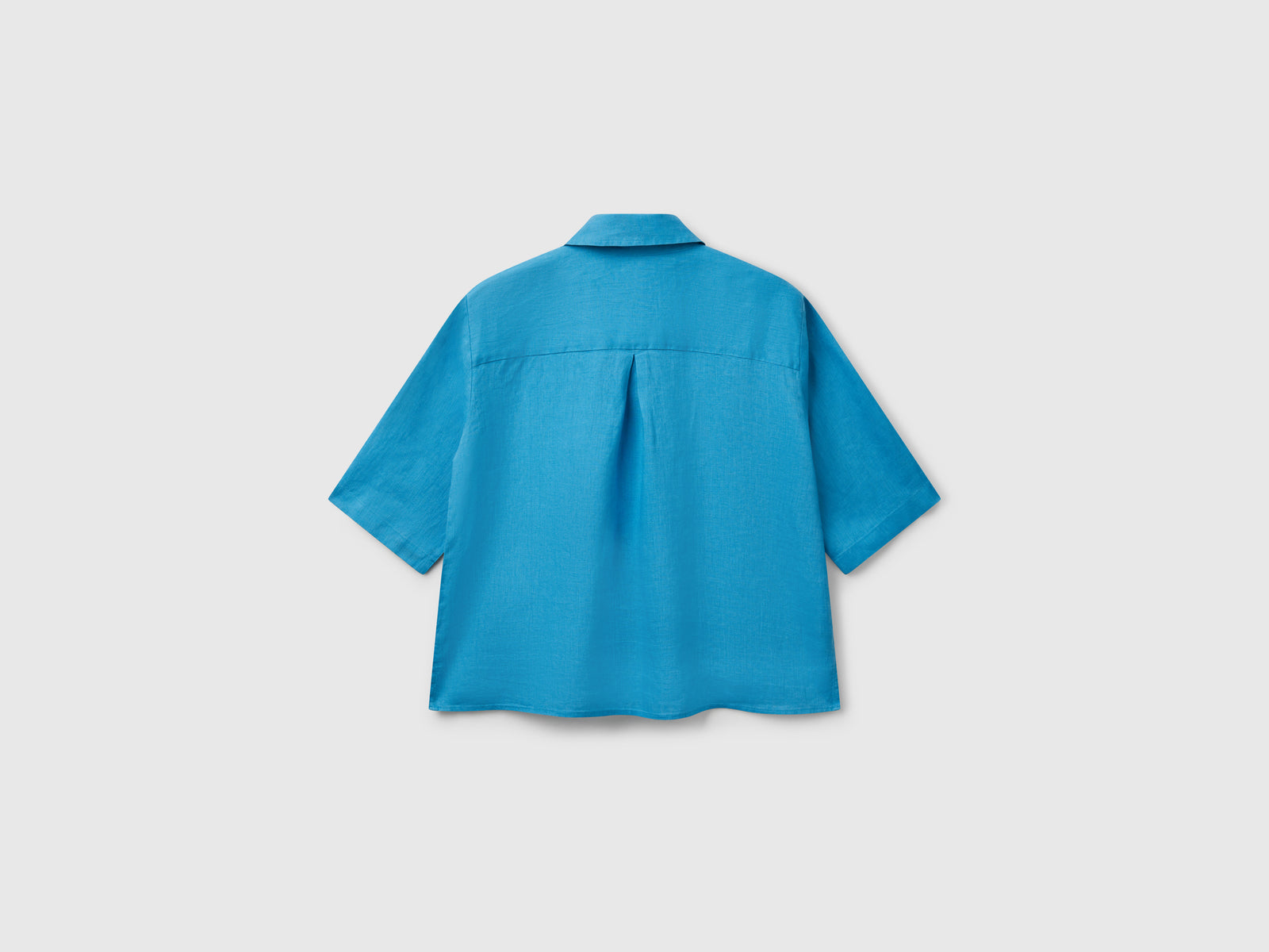 Camicia corta in puro lino da donna celeste 2 | Benetton Outlet