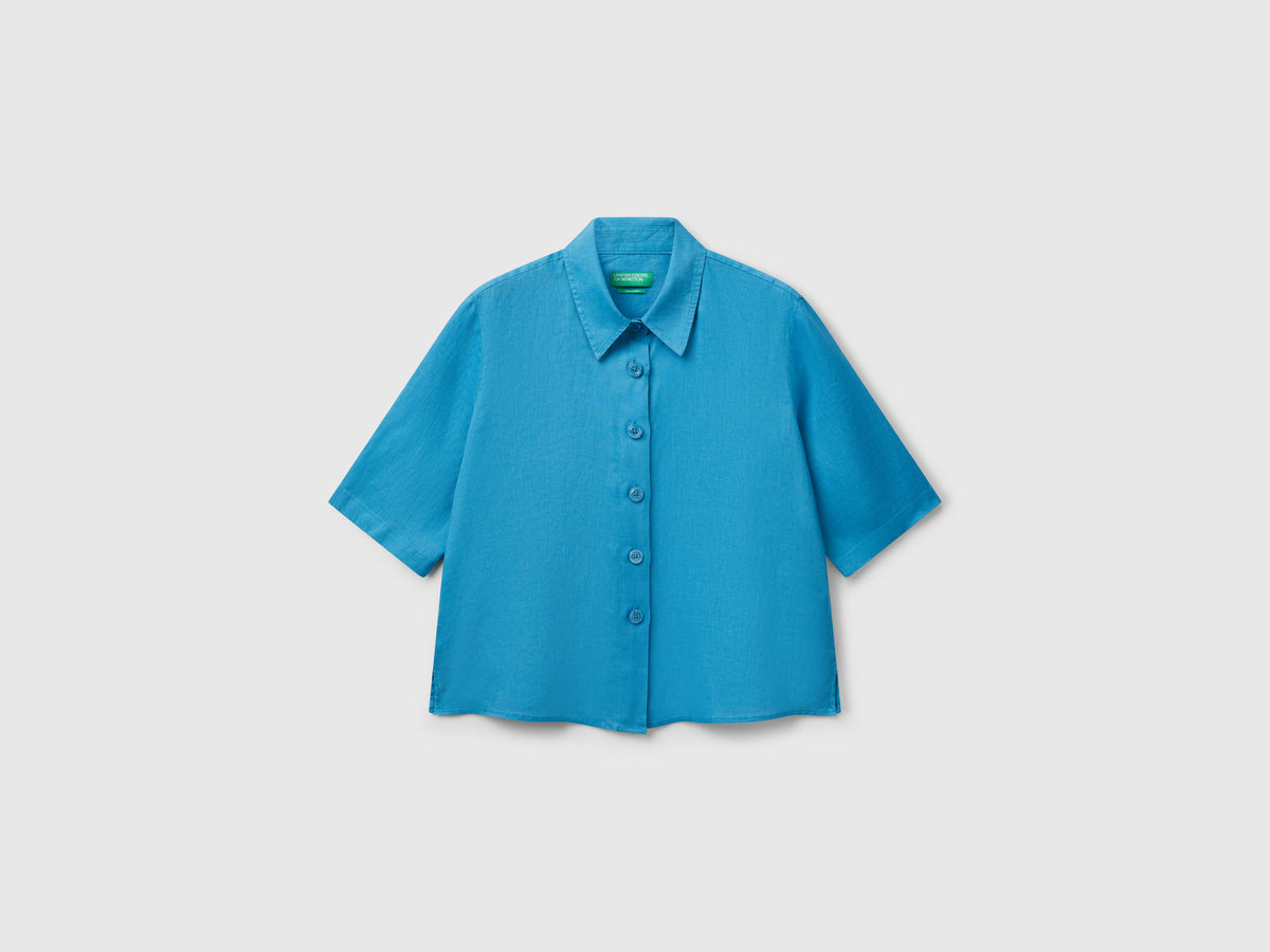 Camicia corta in puro lino