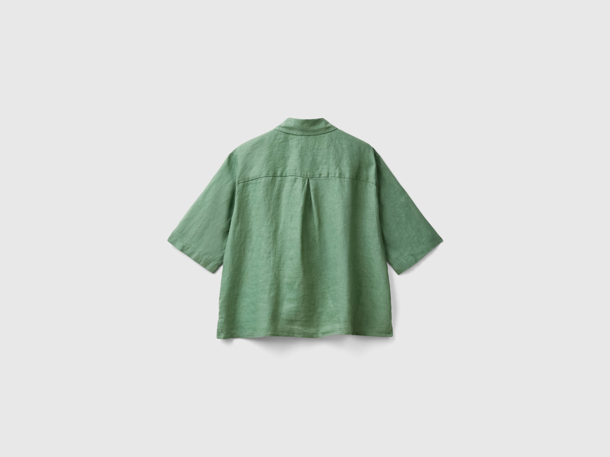 Camicia corta in puro lino