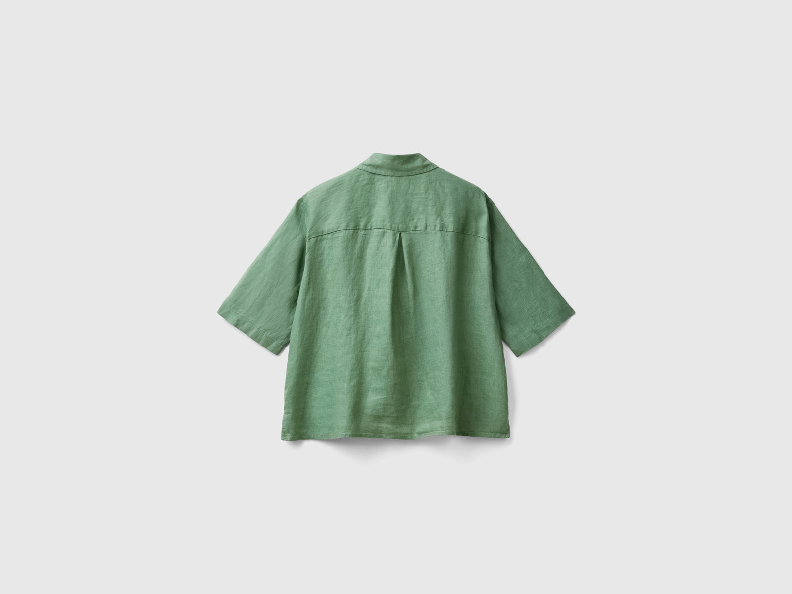 Camicia corta in puro lino da donna verde 2 | Benetton Outlet