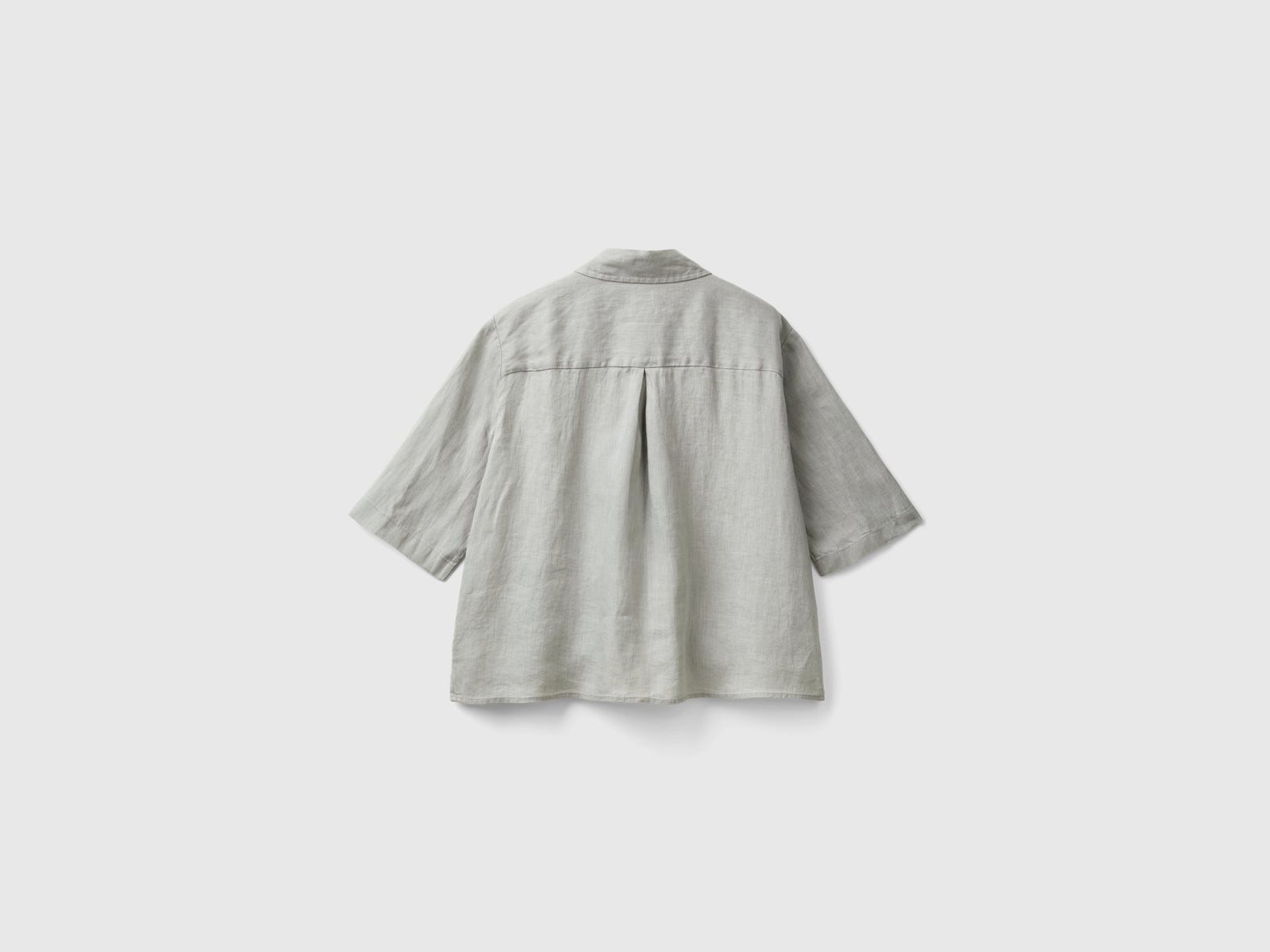Short shirt in pure linen da donna grigio 2 | Benetton Outlet
