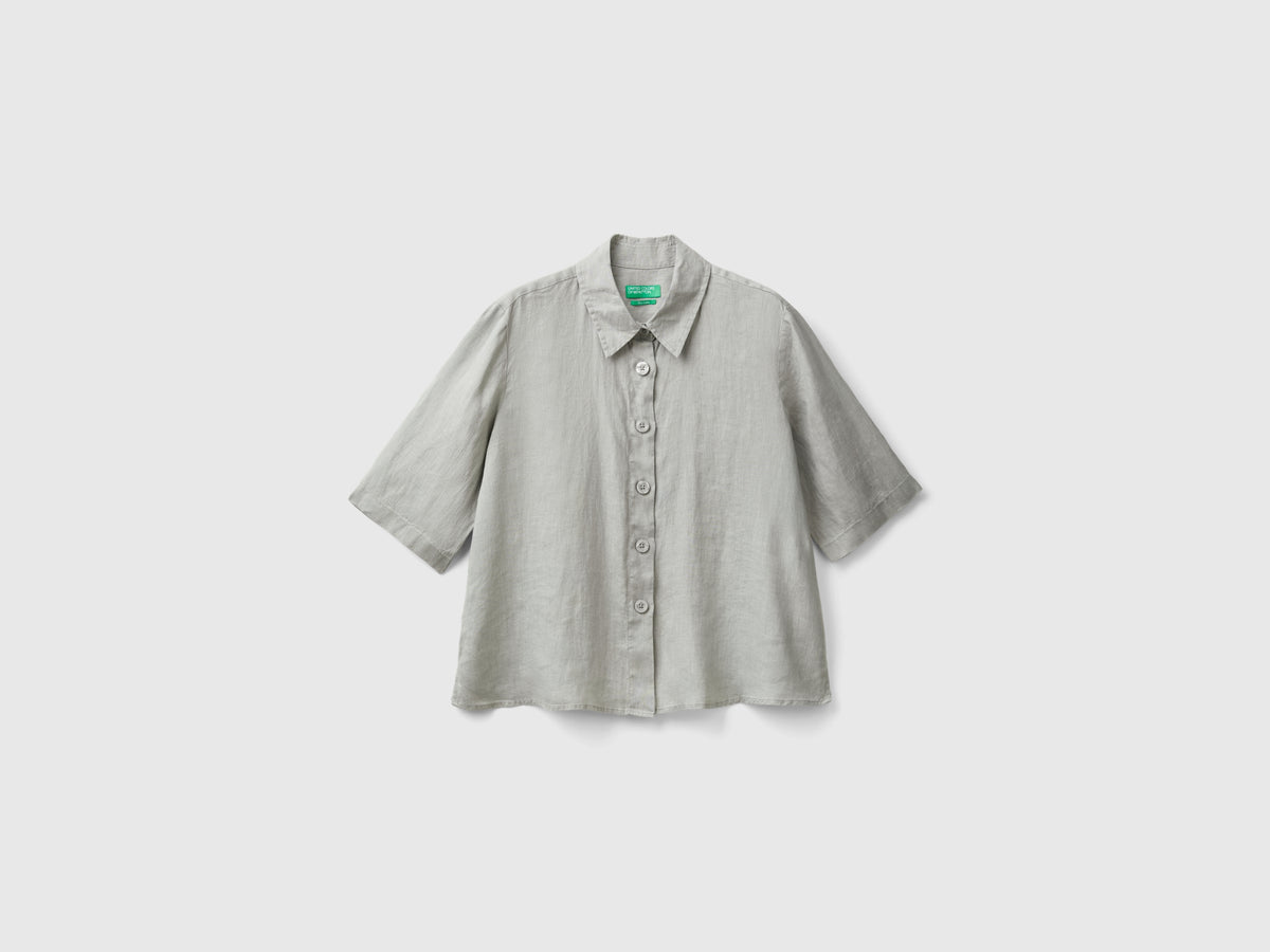 Short shirt in pure linen