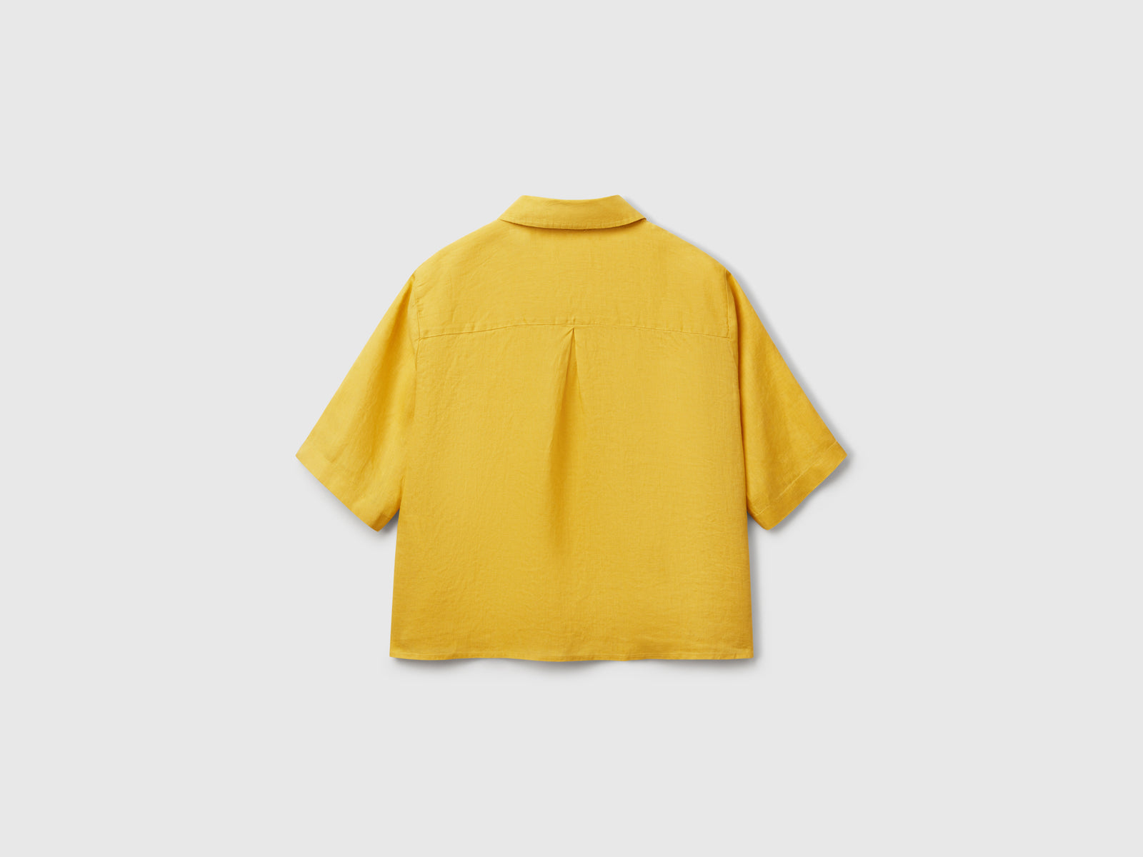Short shirt in pure linen da donna senape 2 | Benetton Outlet