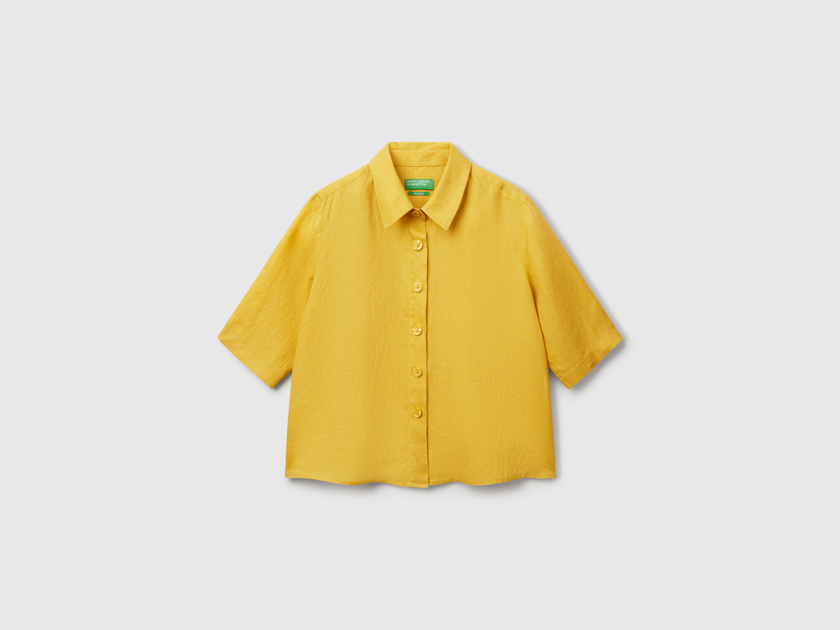 Short shirt in pure linen
