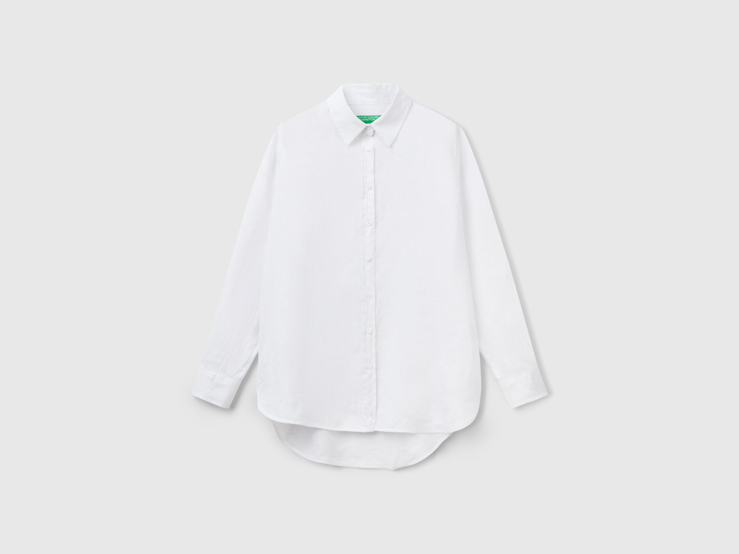 Camicia lunga in puro lino da donna bianco | Benetton Outlet