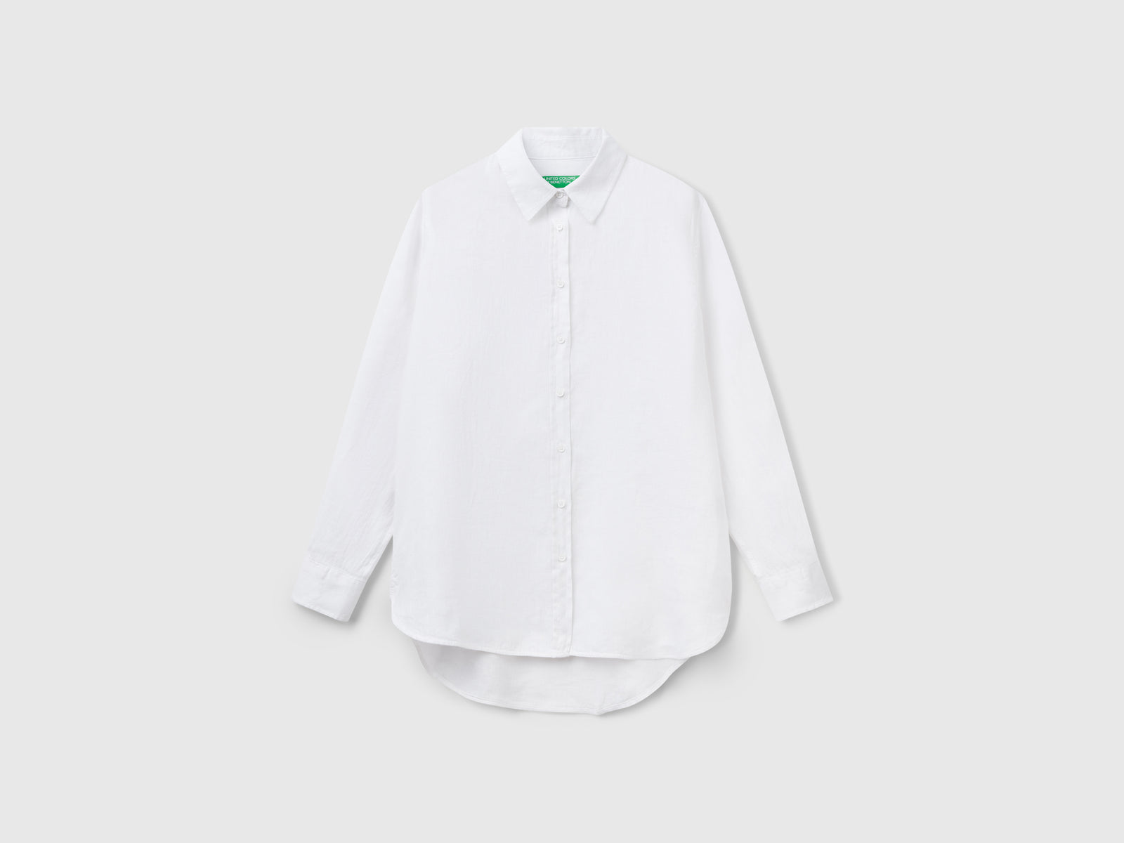 Camicia lunga in puro lino da donna bianco | Benetton Outlet
