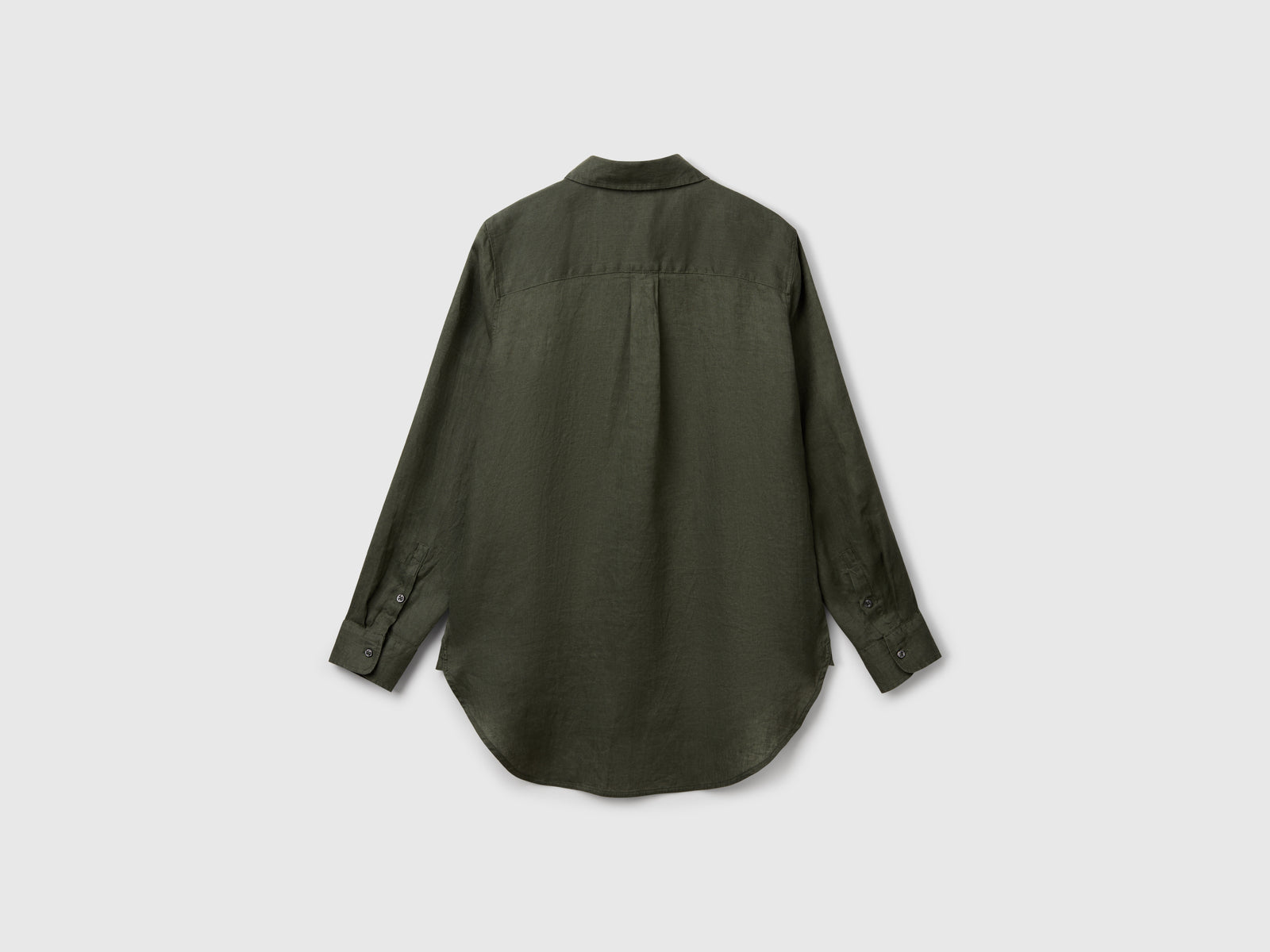 Camicia lunga in puro lino da donna verde militare 2 | Benetton Outlet