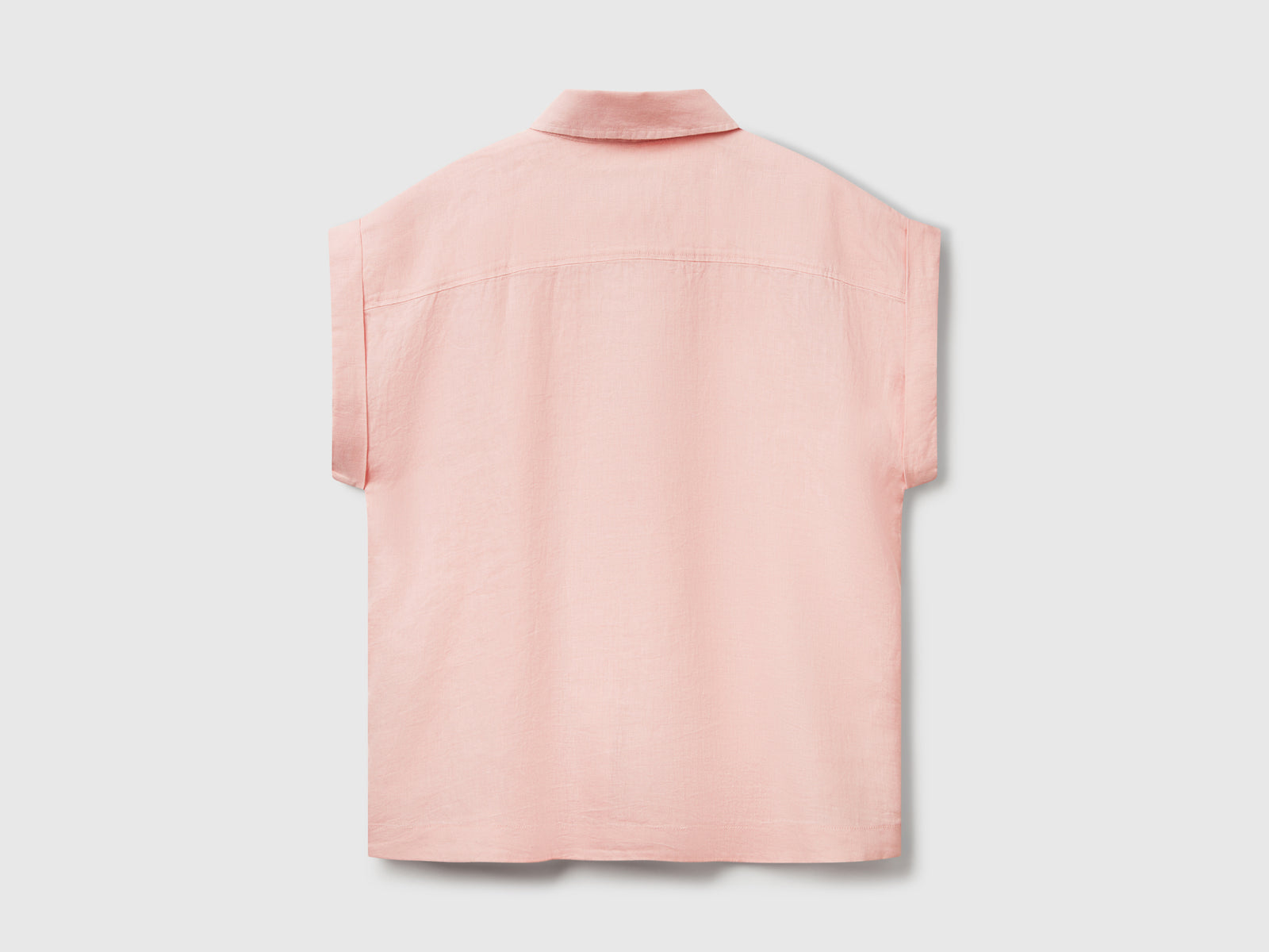 Camicia regular fit in puro lino da donna rosa tenue 2 | Benetton Outlet
