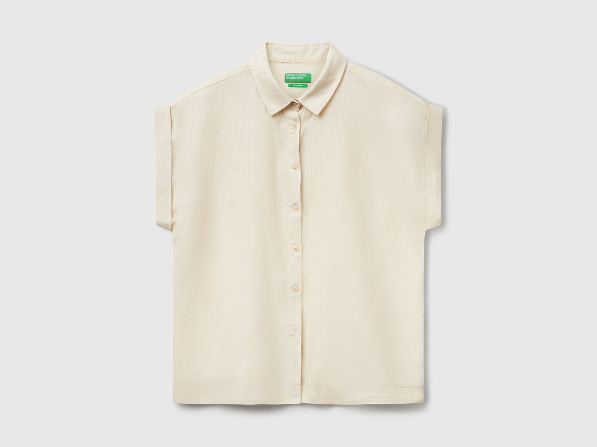Camicia regular fit in puro lino