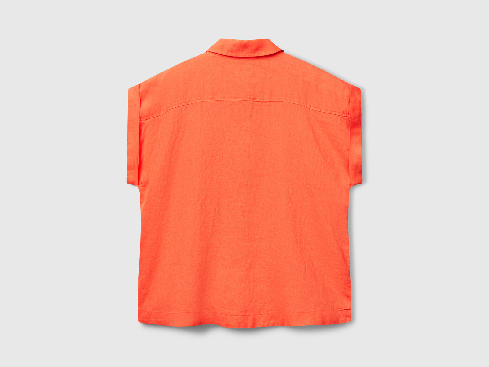 Camicia regular fit in puro lino da donna arancione 2 | Benetton Outlet
