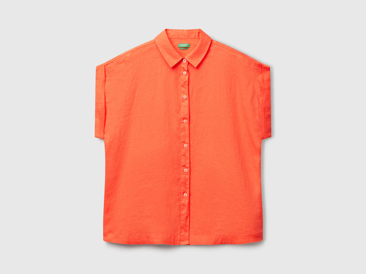 Camicia regular fit in puro lino