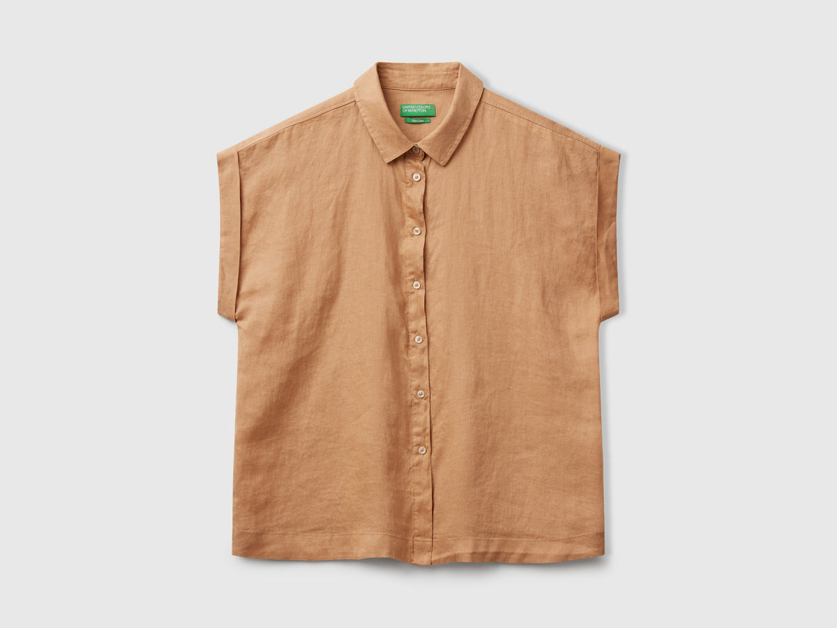 Camicia regular fit in puro lino