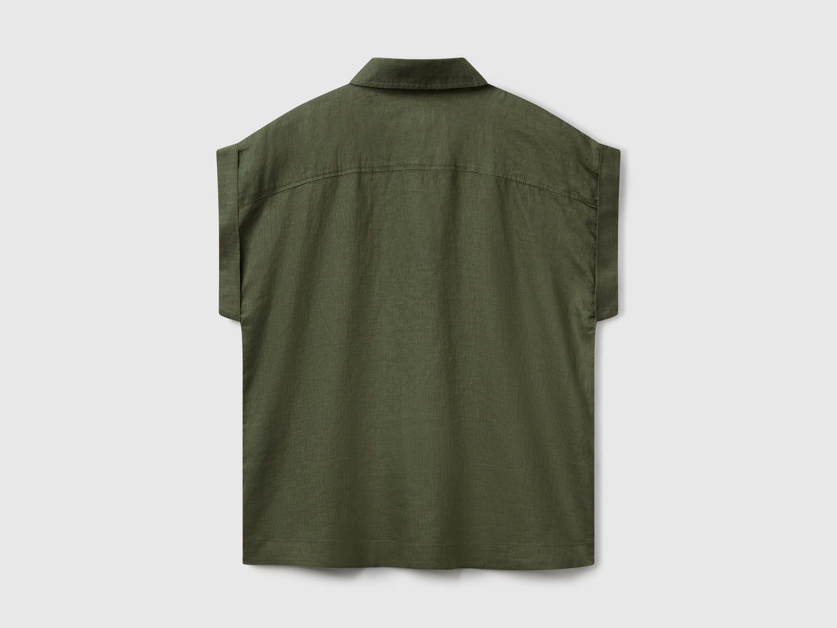 Camicia regular fit in puro lino