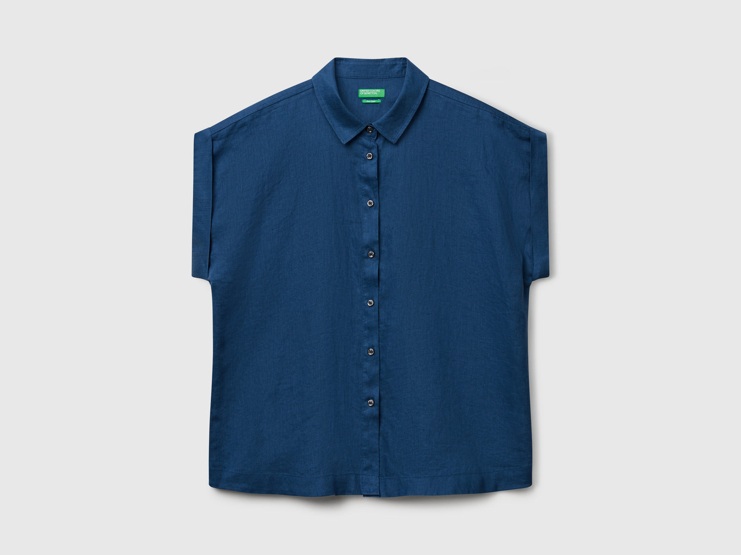 Camicia regular fit in puro lino da donna avio | Benetton Outlet