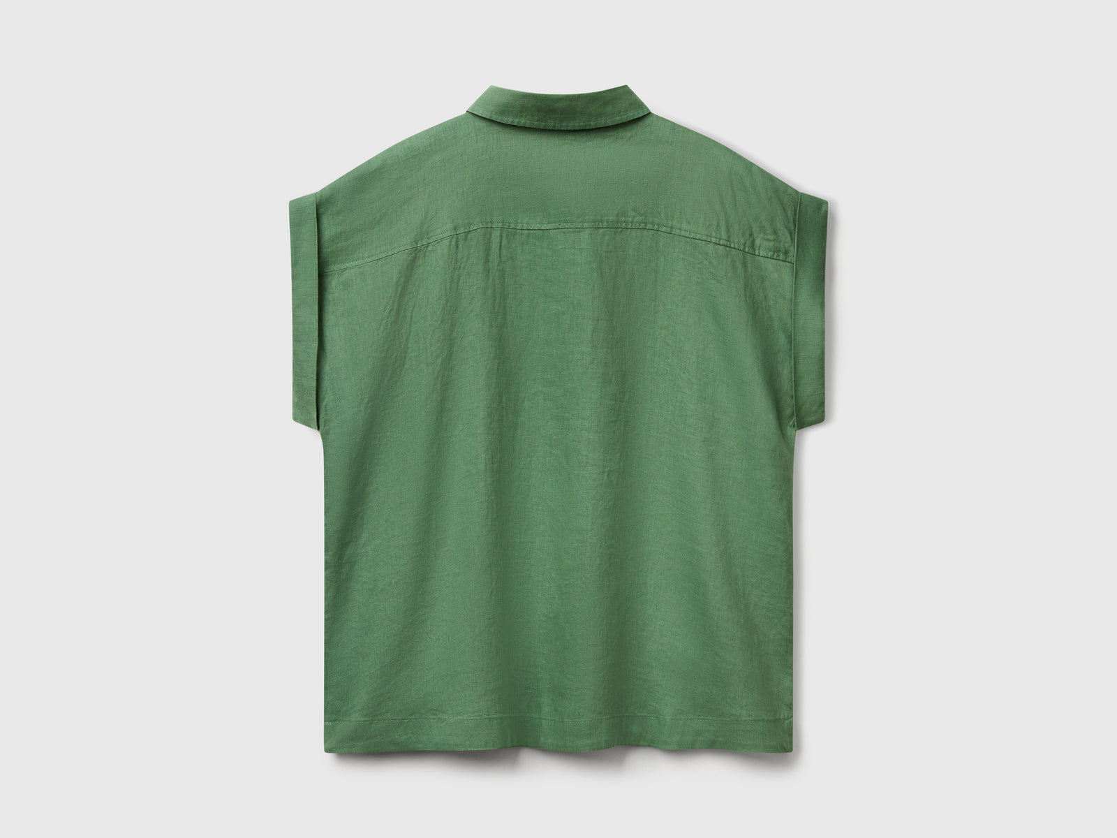 Camicia regular fit in puro lino da donna verde 2 | Benetton Outlet