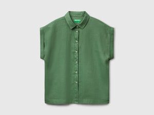 Camicia regular fit in puro lino