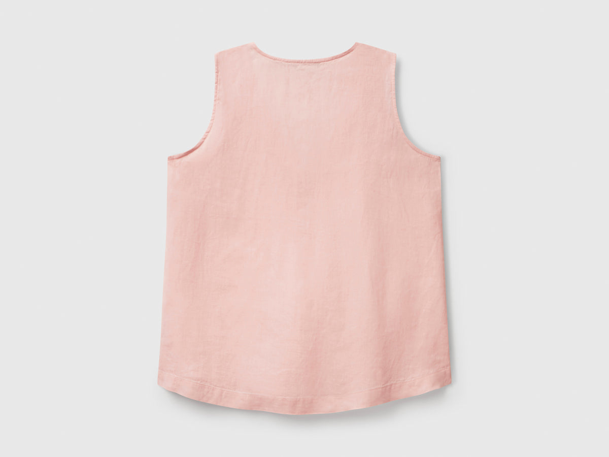 Blusa smanicata in puro lino