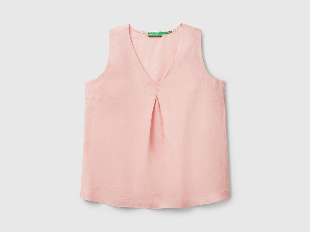 Blusa smanicata in puro lino