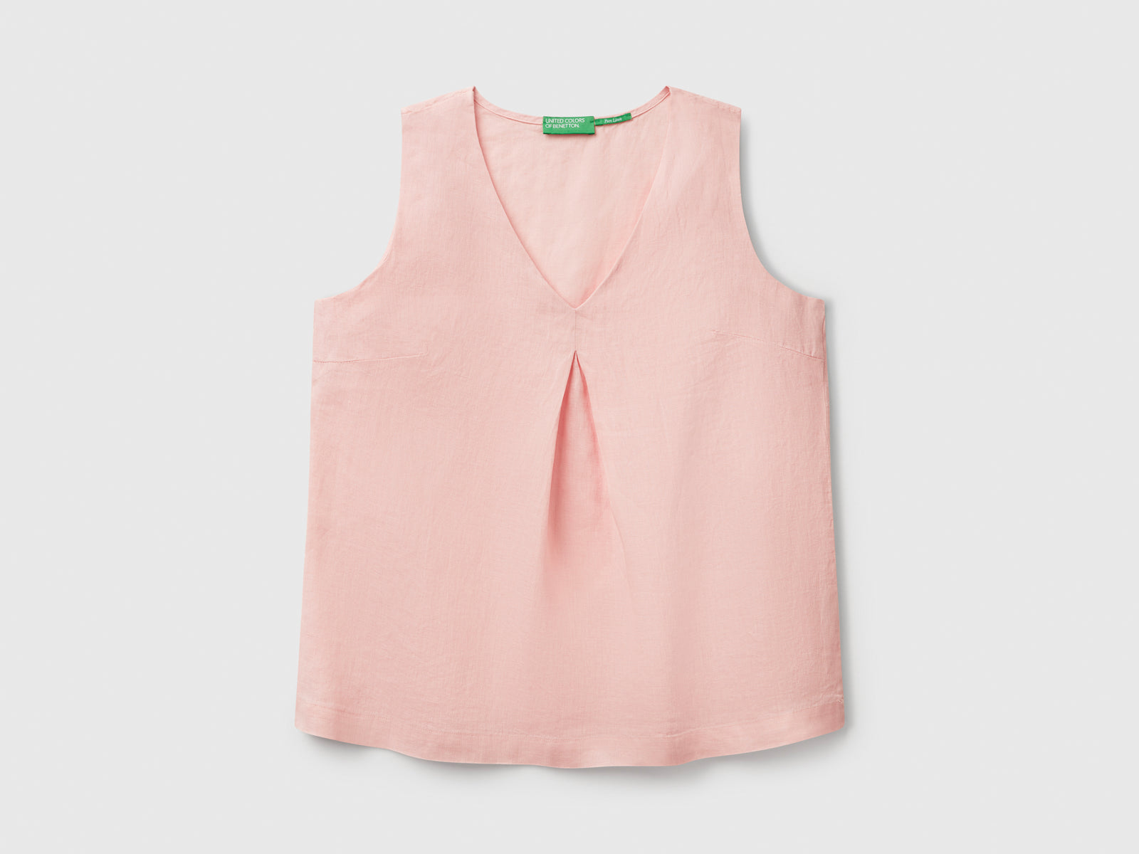 Blusa smanicata in puro lino da donna rosa tenue | Benetton Outlet