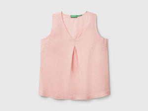 Blusa smanicata in puro lino