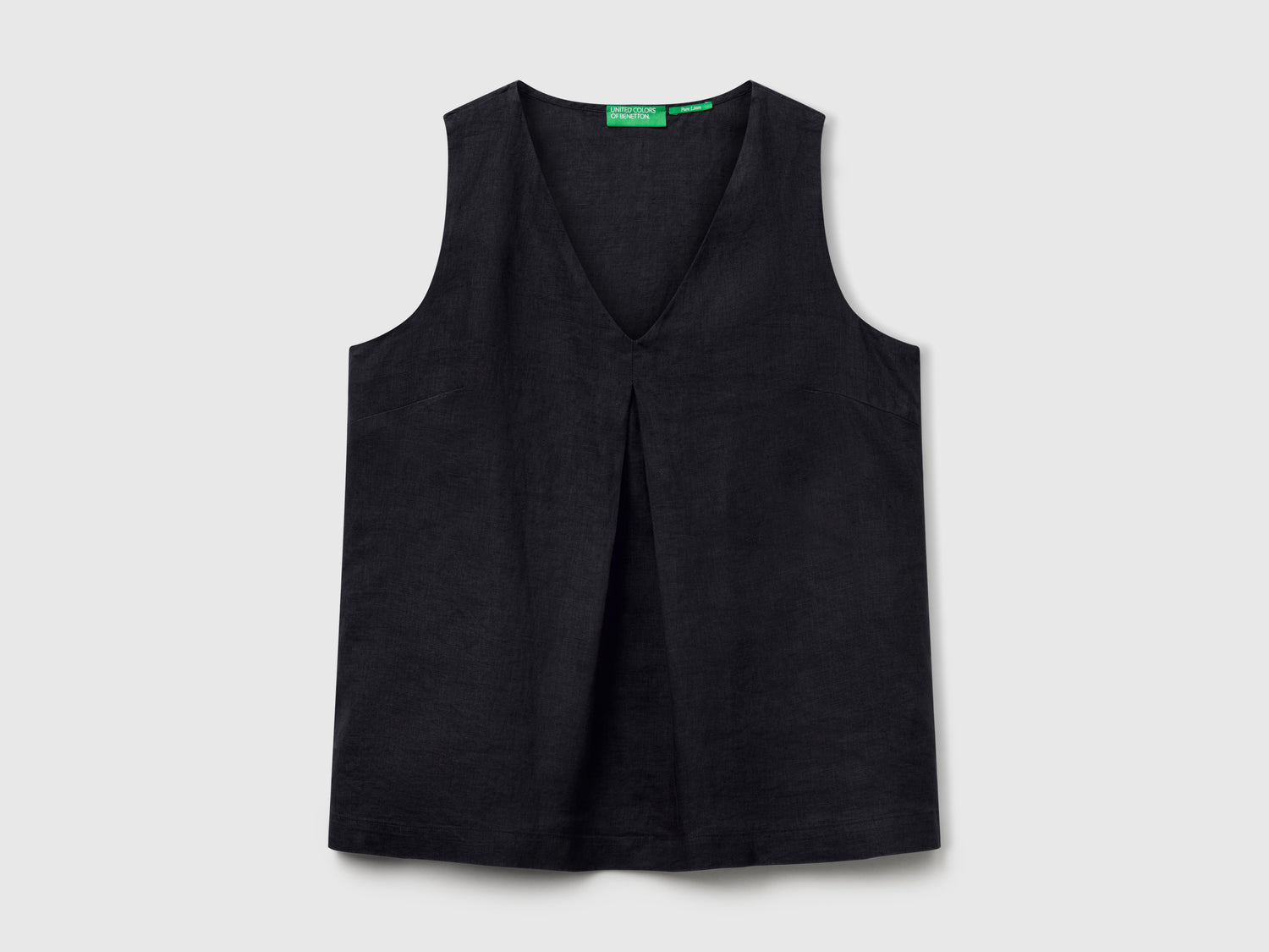 Blusa smanicata in puro lino da donna nero | Benetton Outlet