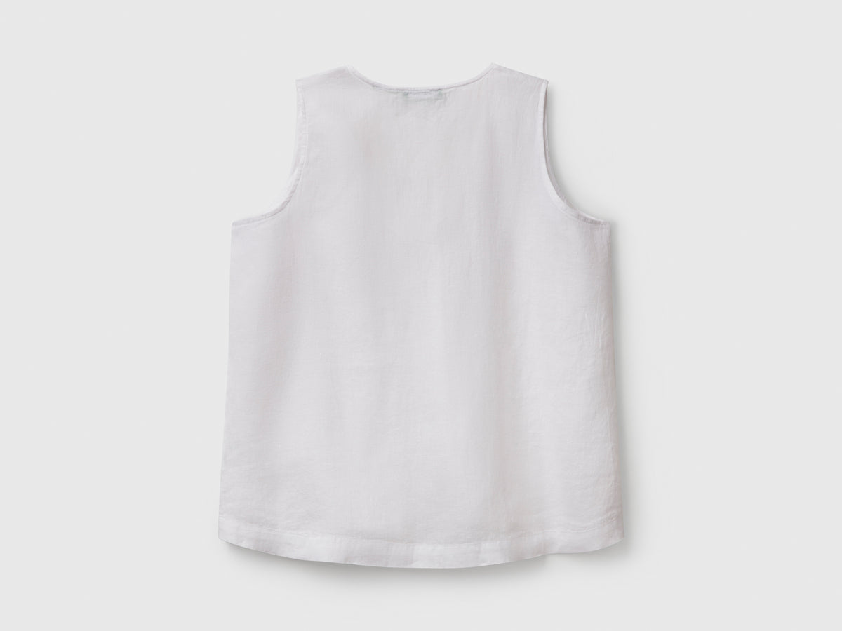Blusa smanicata in puro lino