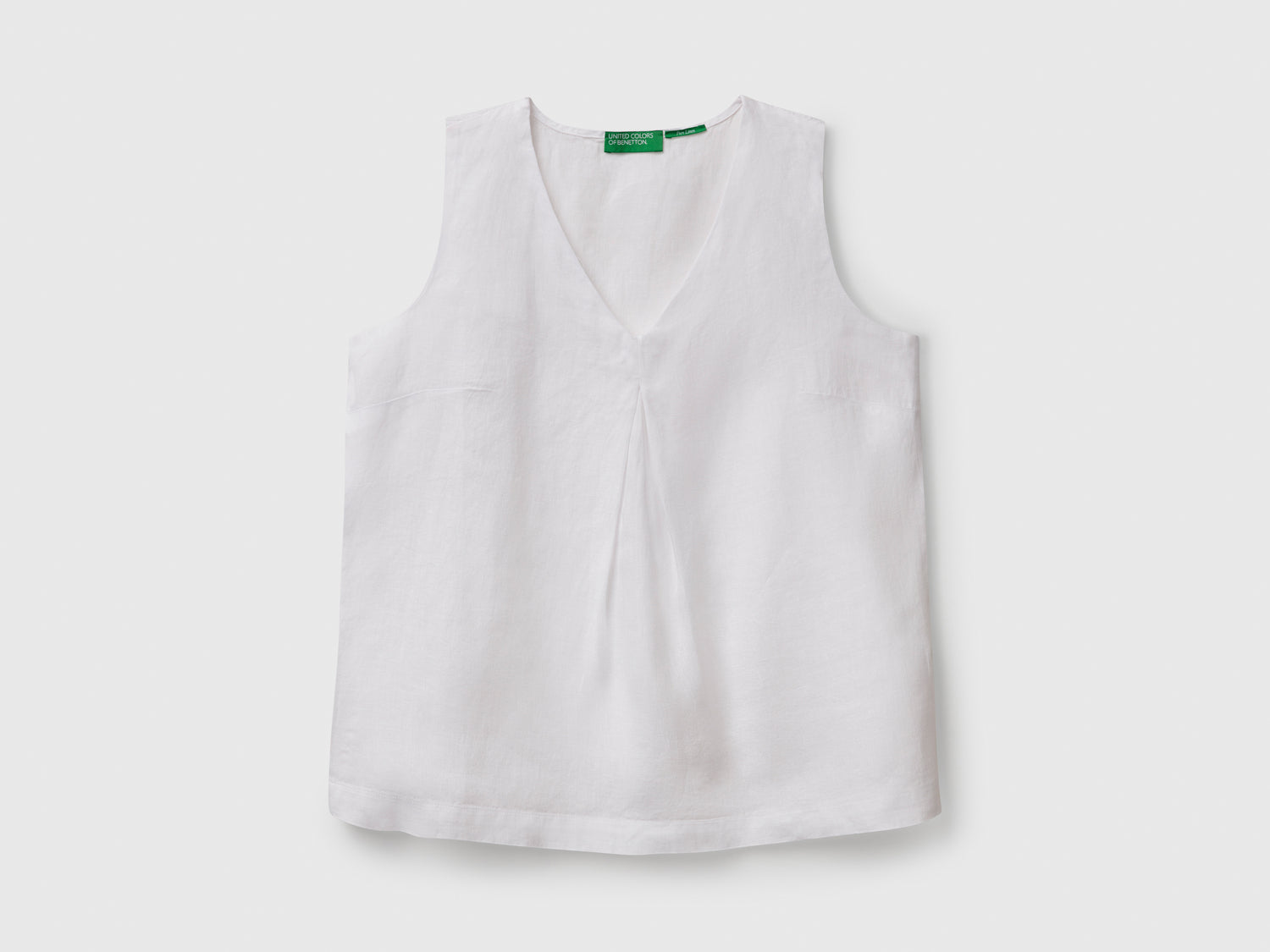 Blusa smanicata in puro lino da donna bianco | Benetton Outlet
