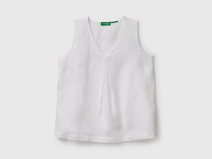 Blusa smanicata in puro lino