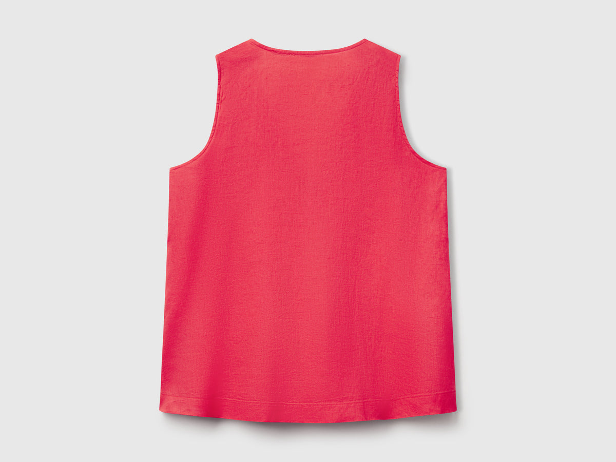 Blusa smanicata in puro lino