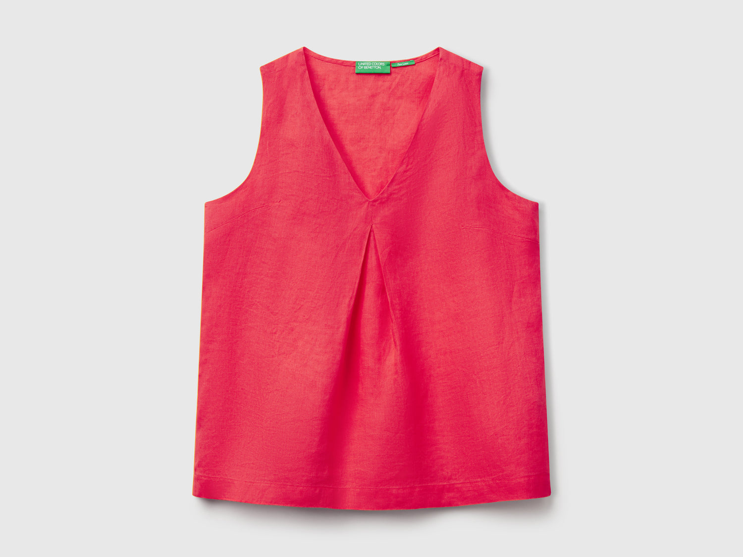 Blusa smanicata in puro lino da donna fragola | Benetton Outlet